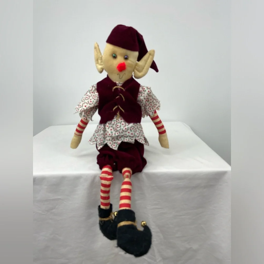 Handmade Elf  dressed in red velvet and‎ jingle bell boots 23' tall